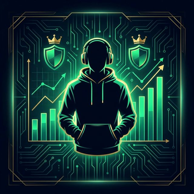 Silhueta de criador de sucesso com gráficos de crescimento e escudos de proteção